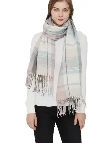 Wander Agio Women's Fashion Long Shawl Big Grid Winter Warm Lattice Large Scarf 