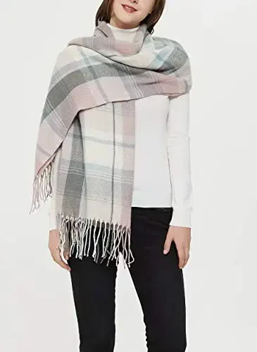 Wander Agio Women's Fashion Long Shawl Big Grid Winter Warm Lattice Large Scarf - WANDER (1)