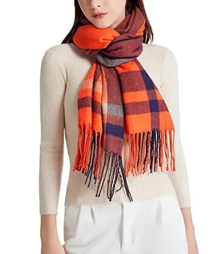 Wander Agio Women's Fashion Long Shawl Big Grid Winter Warm Lattice Large Scarf - 2
