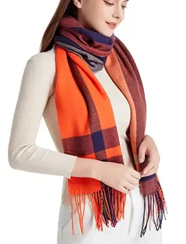 Wander Agio Women's Fashion Long Shawl Big Grid Winter Warm Lattice Large Scarf - 3