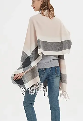 Wander Agio Women's Fashion Long Shawl Big Grid Winter Warm Lattice Large Scarf - 3