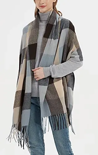 Wander Agio Women's Fashion Long Shawl Big Grid Winter Warm Lattice Large Scarf - 3