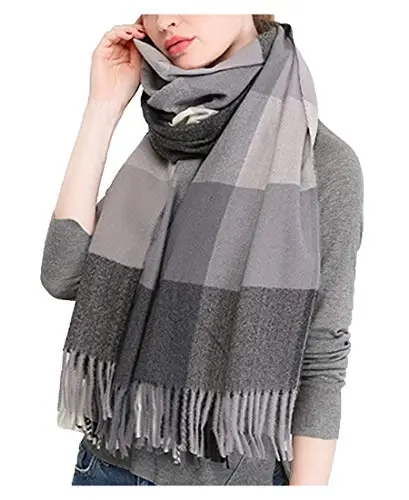 Wander Agio Women's Fashion Scarves Long Shawl Winter Thick Warm Knit Large Plaid Scarf - 1