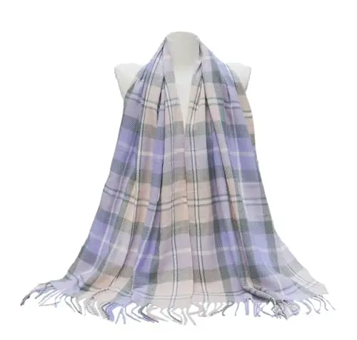 Wander Agio Women's Fashion Scarves Long Shawl Winter Thick Warm Knit Large Plaid Scarf - 2