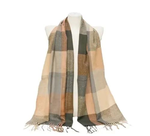 Wander Agio Women's Fashion Scarves Long Shawl Winter Thick Warm Knit Large Plaid Scarf - 2
