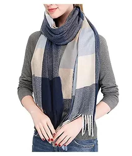 Wander Agio Women's Fashion Scarves Long Shawl Winter Thick Warm Knit Large Plaid Scarf 
