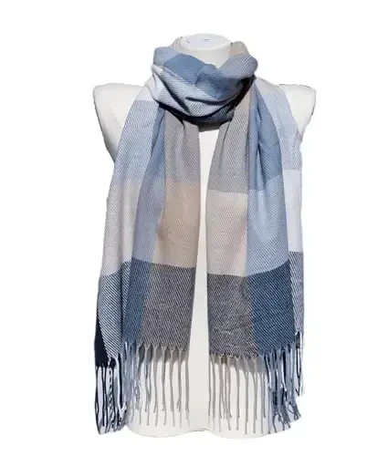 Wander Agio Women's Fashion Scarves Long Shawl Winter Thick Warm Knit Large Plaid Scarf - 2