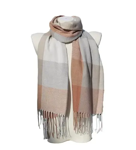 Wander Agio Women's Fashion Scarves Long Shawl Winter Thick Warm Knit Large Plaid Scarf - 3