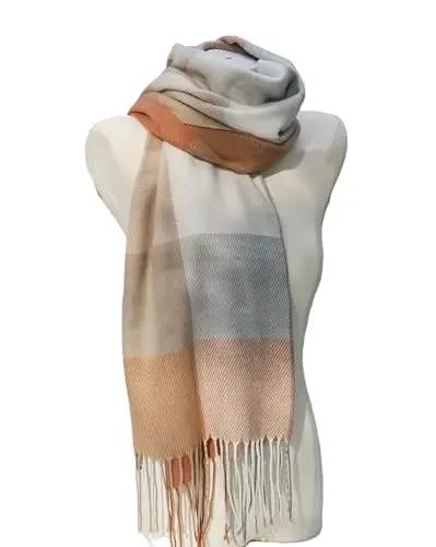 Wander Agio Women's Fashion Scarves Long Shawl Winter Thick Warm Knit Large Plaid Scarf - 4