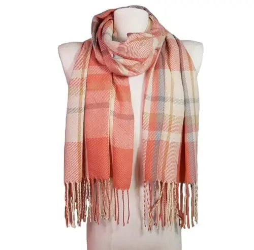 Wander Agio Women's Fashion Scarves Long Shawl Winter Thick Warm Knit Large Plaid Scarf - 3