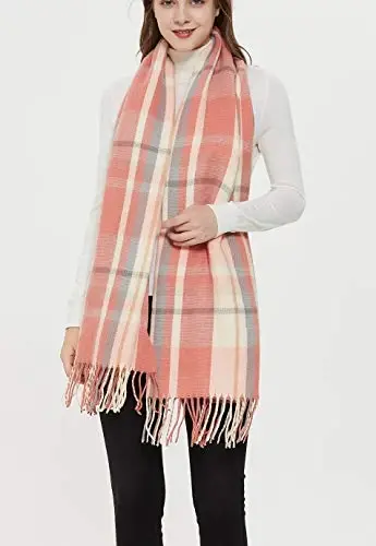 Wander Agio Women's Fashion Long Shawl Big Grid Winter Warm Lattice Large Scarf - 2