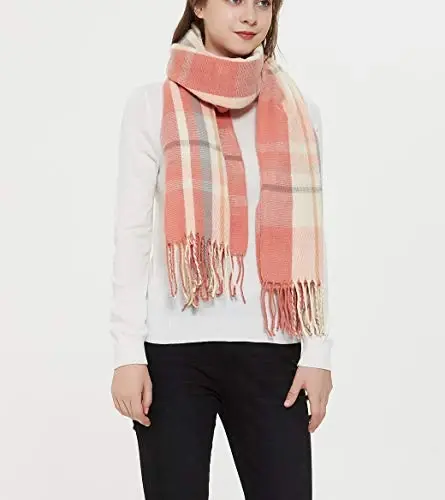 Wander Agio Women's Fashion Long Shawl Big Grid Winter Warm Lattice Large Scarf - 3