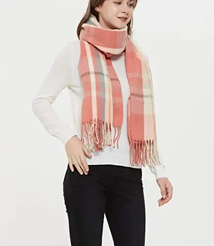Wander Agio Women's Fashion Long Shawl Big Grid Winter Warm Lattice Large Scarf - 4