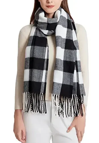 Wander Agio Women's Fashion Long Shawl Big Grid Winter Warm Lattice Large Scarf 