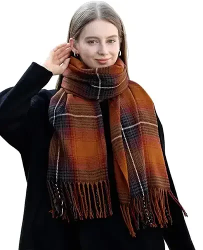 Wander Agio Women's Fashion Long Shawl Big Grid Winter Warm Lattice Large Scarf - WANDER