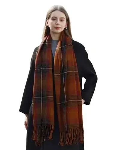 Wander Agio Women's Fashion Long Shawl Big Grid Winter Warm Lattice Large Scarf - 2