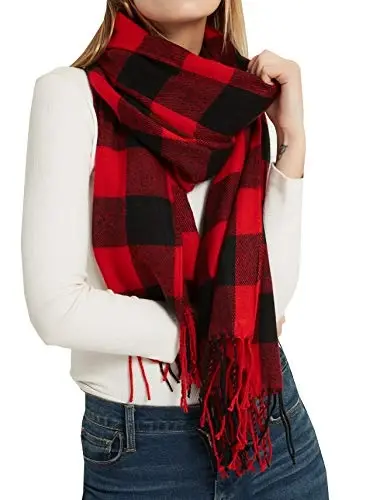 Wander Agio Women's Fashion Long Shawl Big Grid Winter Warm Lattice Large Scarf - 1