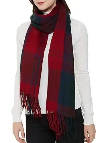 Wander Agio Women's Fashion Long Shawl Big Grid Winter Warm Lattice Large Scarf 