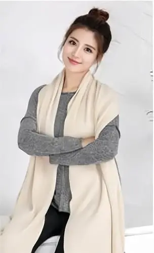 Wander Agio Women's Warm Scarves Long Shawl Winter Warm Large Scarf Pure Color - 7
