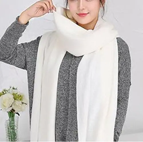 Wander Agio Women's Warm Scarves Long Shawl Winter Warm Large Scarf Pure Color - 6