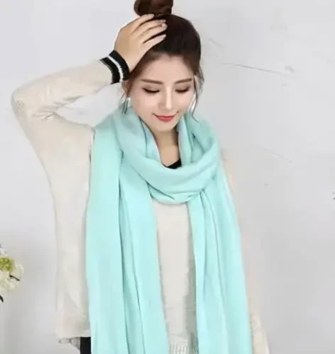 Wander Agio Women's Warm Scarves Long Shawl Winter Warm Large Scarf Pure Color - 2