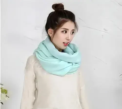 Wander Agio Women's Warm Scarves Long Shawl Winter Warm Large Scarf Pure Color - 4