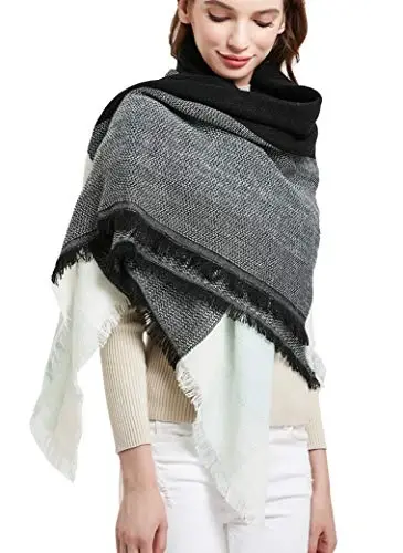 Wander Agio Womens Warm Blanket Scarf Square Winter Shawls Large Infinity Scarves Stripe Plaid Scarf 