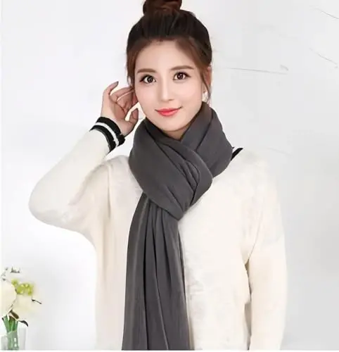 Wander Agio Women's Warm Scarves Long Shawl Winter Warm Large Scarf Pure Color - 4