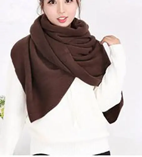 Wander Agio Women's Warm Scarves Long Shawl Winter Warm Large Scarf Pure Color - 7