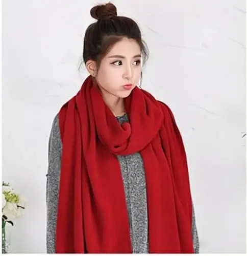 Wander Agio Women's Warm Scarves Long Shawl Winter Warm Large Scarf Pure Color - 9