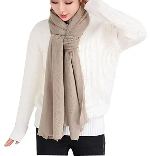 Wander Agio Women's Warm Scarves Long Shawl Winter Warm Large Scarf Pure Color - 1