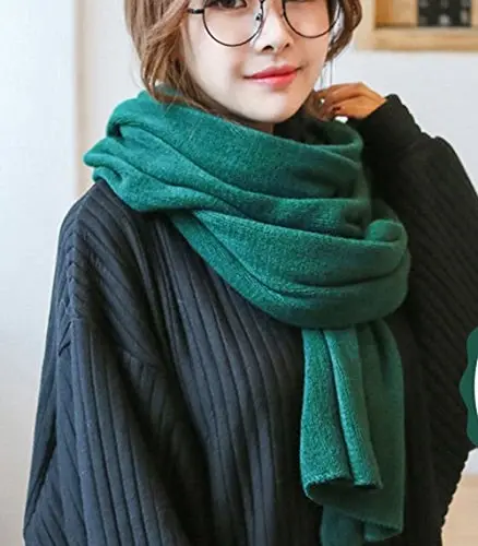 Wander Agio Womens Warm Winter Infinity Scarves Set Blanket Scarf Pure Color - 2