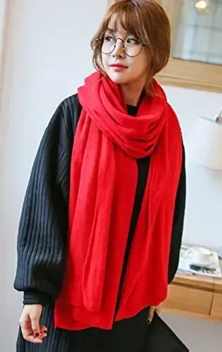 Wander Agio Womens Warm Winter Infinity Scarves Set Blanket Scarf Pure Color - 5