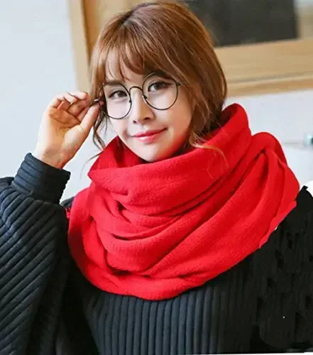 Wander Agio Womens Warm Winter Infinity Scarves Set Blanket Scarf Pure Color - 6