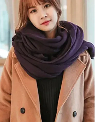 Wander Agio Womens Warm Winter Infinity Scarves Set Blanket Scarf Pure Color - 2