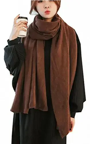 Wander Agio Womens Warm Winter Infinity Scarves Set Blanket Scarf Pure Color - 1