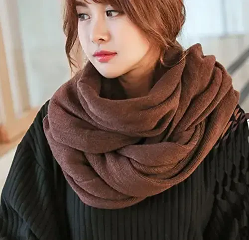 Wander Agio Womens Warm Winter Infinity Scarves Set Blanket Scarf Pure Color - 3