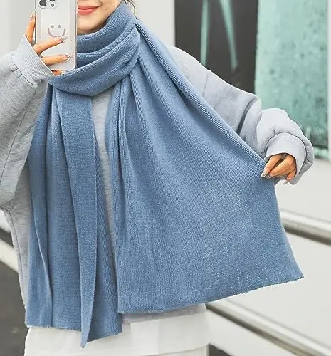 Wander Agio Womens Warm Winter Infinity Scarves Set Blanket Scarf Pure Color - 2