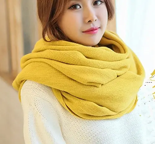 Wander Agio Womens Warm Winter Infinity Scarves Set Blanket Scarf Pure Color - 5