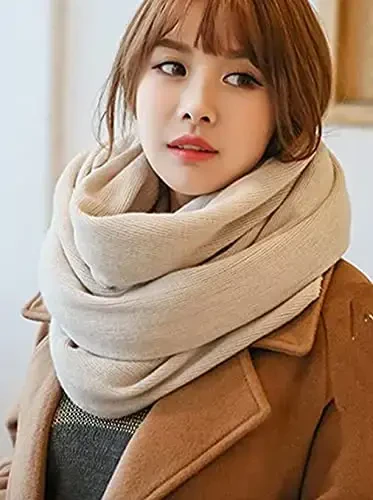 Wander Agio Womens Warm Winter Infinity Scarves Set Blanket Scarf Pure Color - 2