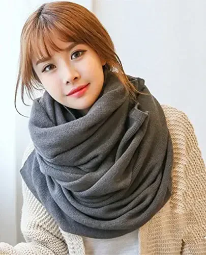 Wander Agio Womens Warm Winter Infinity Scarves Set Blanket Scarf Pure Color - 4