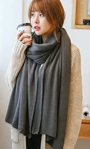 Wander Agio Womens Warm Winter Infinity Scarves Set Blanket Scarf Pure Color - 3