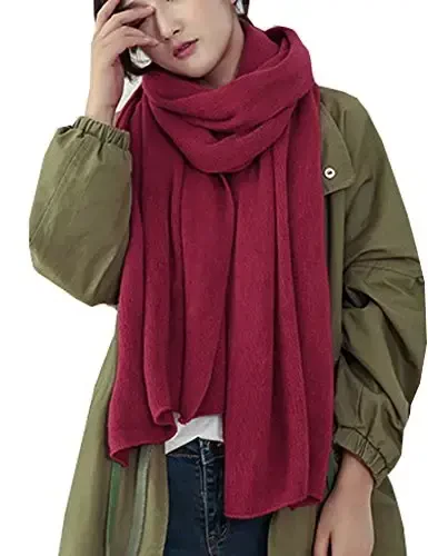 Wander Agio Womens Warm Winter Infinity Scarves Set Blanket Scarf Pure Color - Wander Agio