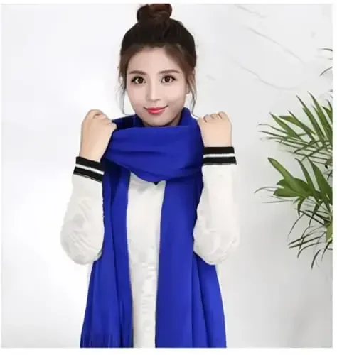 Wander Agio Women's Warm Long Scarves Winter Scarfs Pure Color Scarf Tassel - 4