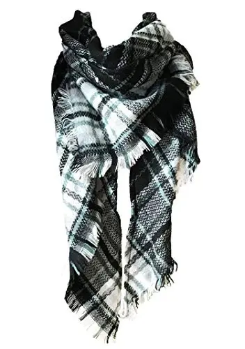 Wander Agio Womens Warm Long Shawl Winter Wraps Large Scarves Knit CasModazoneere Feel Plaid Triangle Scarf - 1