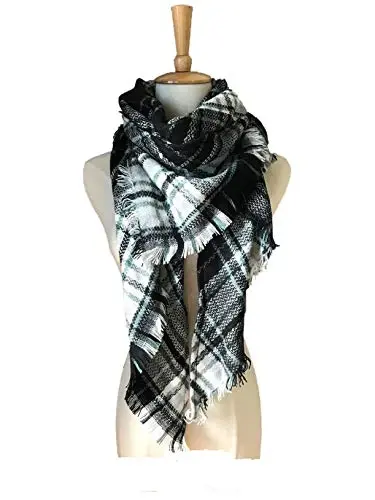Wander Agio Womens Warm Long Shawl Winter Wraps Large Scarves Knit CasModazoneere Feel Plaid Triangle Scarf - WANDER AGIO (1)