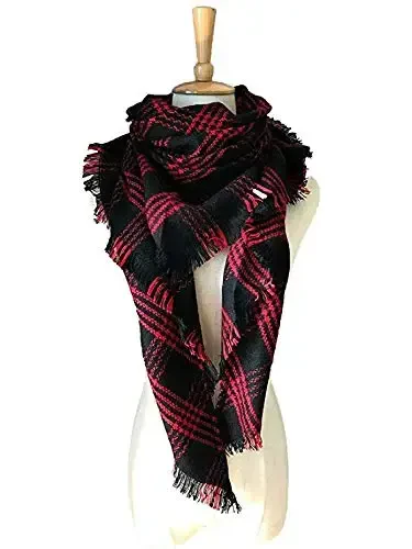 Wander Agio Womens Warm Long Shawl Winter Wraps Large Scarves Knit CasModazoneere Feel Plaid Triangle Scarf - WANDER AGIO (1)