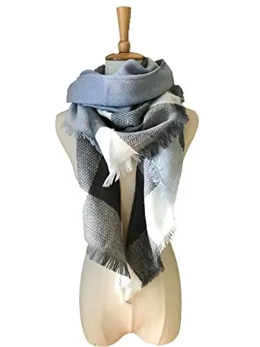Wander Agio Womens Warm Long Shawl Winter Wraps Large Scarves Knit CasModazoneere Feel Plaid Triangle Scarf - 3