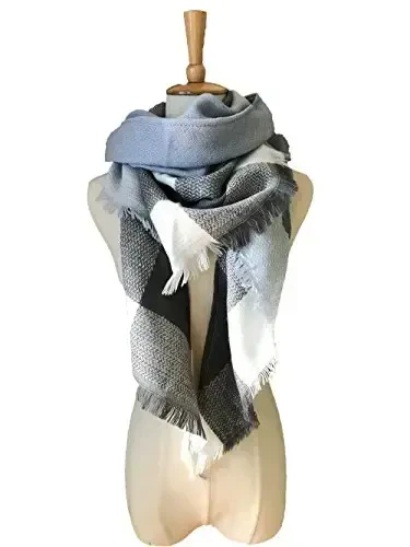 Wander Agio Womens Warm Long Shawl Winter Wraps Large Scarves Knit CasModazoneere Feel Plaid Triangle Scarf - 3