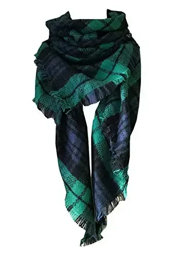 Wander Agio Womens Warm Long Shawl Winter Wraps Large Scarves Knit CasModazoneere Feel Plaid Triangle Scarf - 1